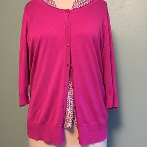 Bright pink cardigan